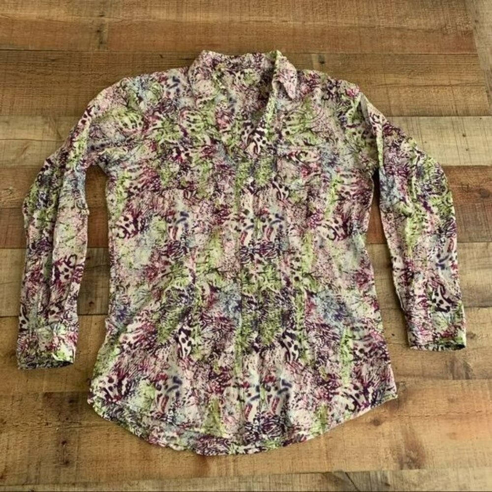 Wrangler Rock 47 womens purple and green western shirt - L